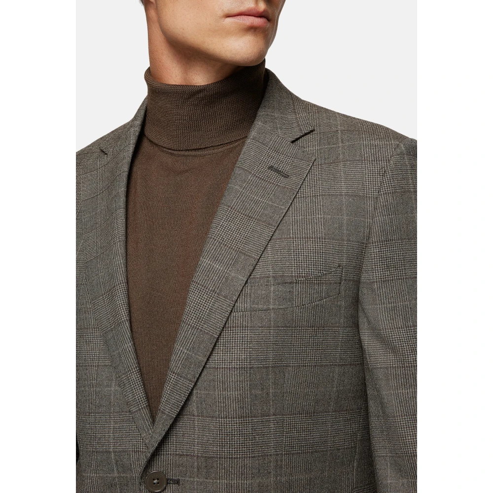 Boggi Milano Prince of Wales wollen blend pak Style Bruxelles Brown Heren
