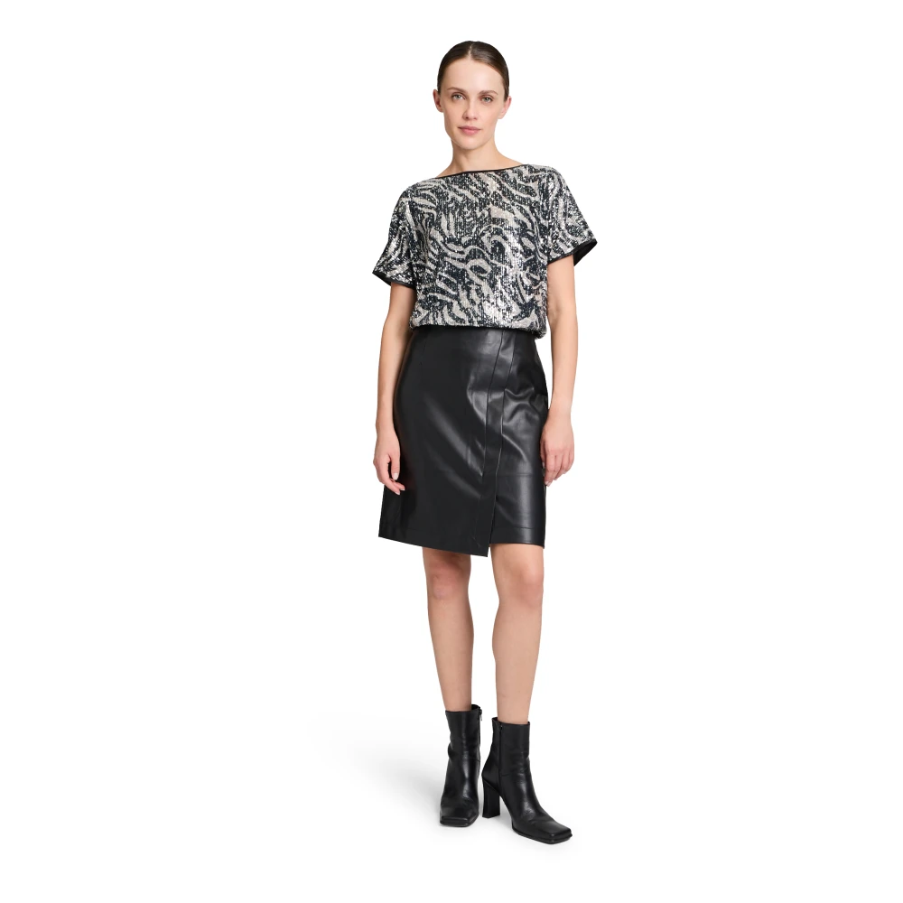 Betty & Co Rok van imitatieleer in effen kleur Black Dames