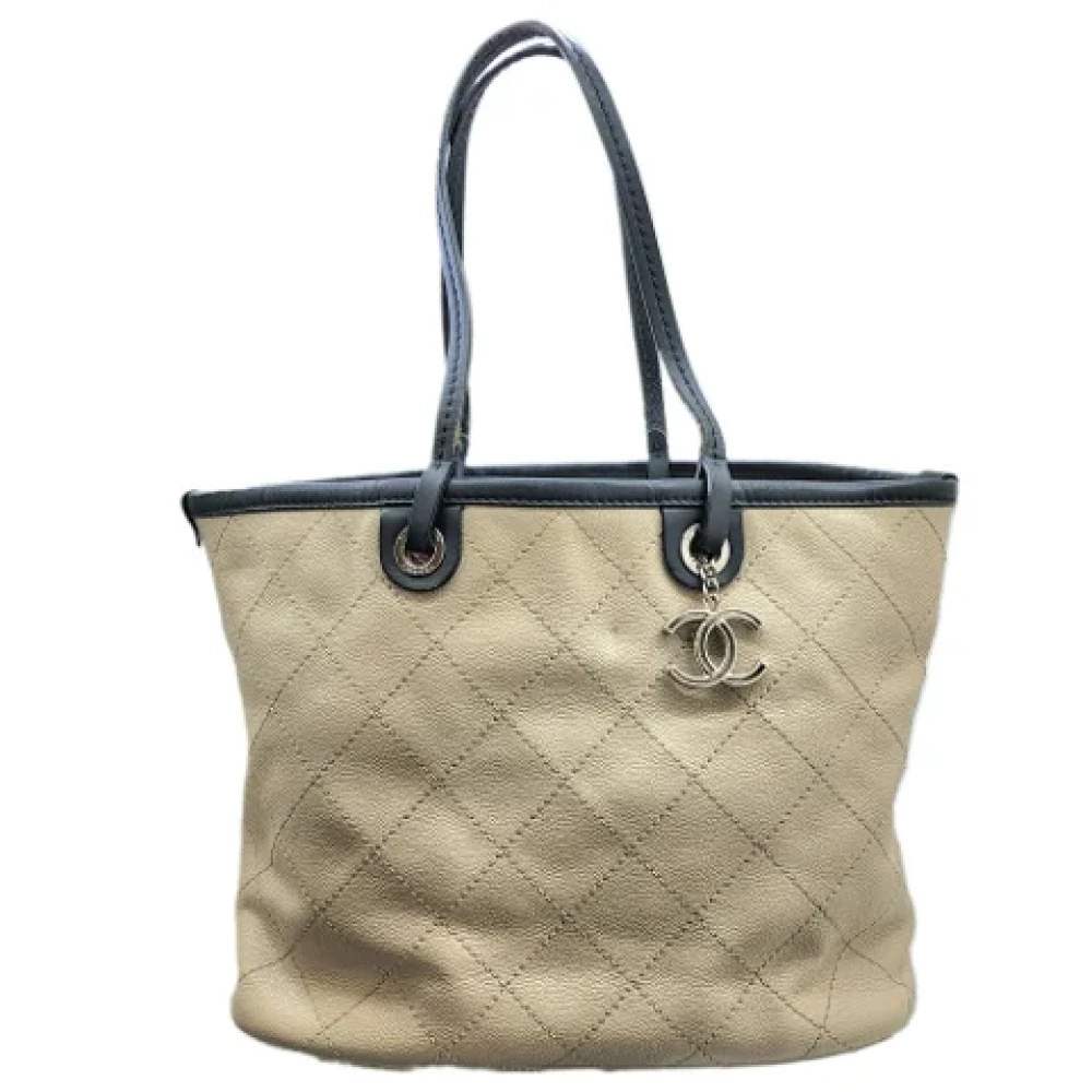 Chanel Vintage Pre-owned Leather totes Beige Dames