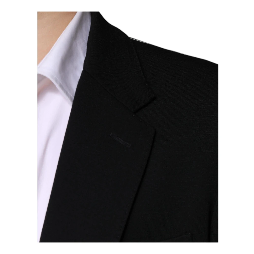 Dolce & Gabbana Zwarte Wol Slim Fit Blazer Black Heren