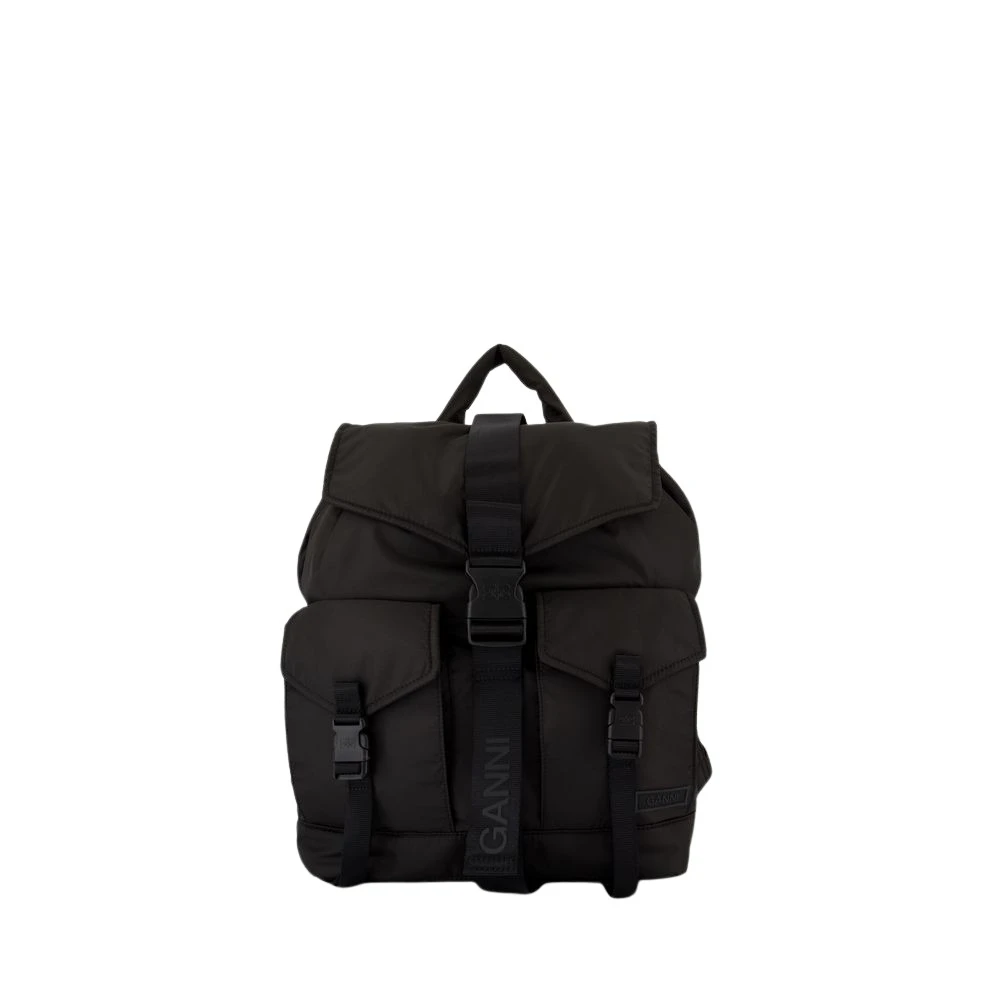 Ganni Polyester Tech Rugzak Zwart Black Dames