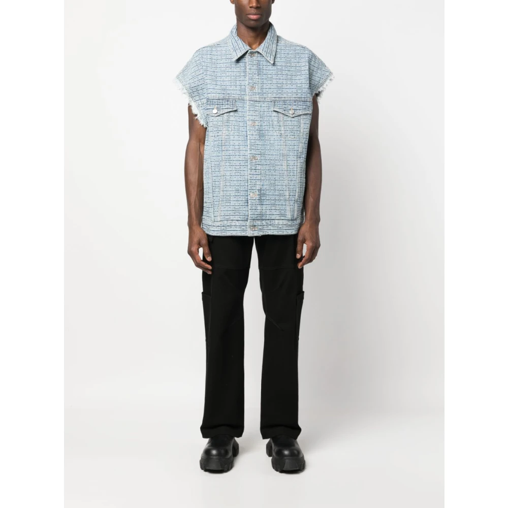 Givenchy Clear Blue 4G Denim Gilet Blue Heren
