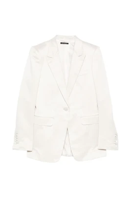 Washed Cotton Silk Blend Duchesse Enkelknäppt Kavaj