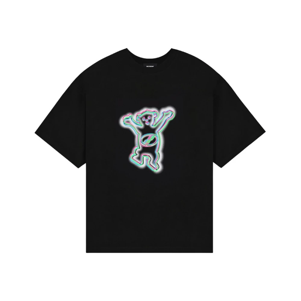 We11Done Zwart T-shirt met Teddy Bear Print Black Heren
