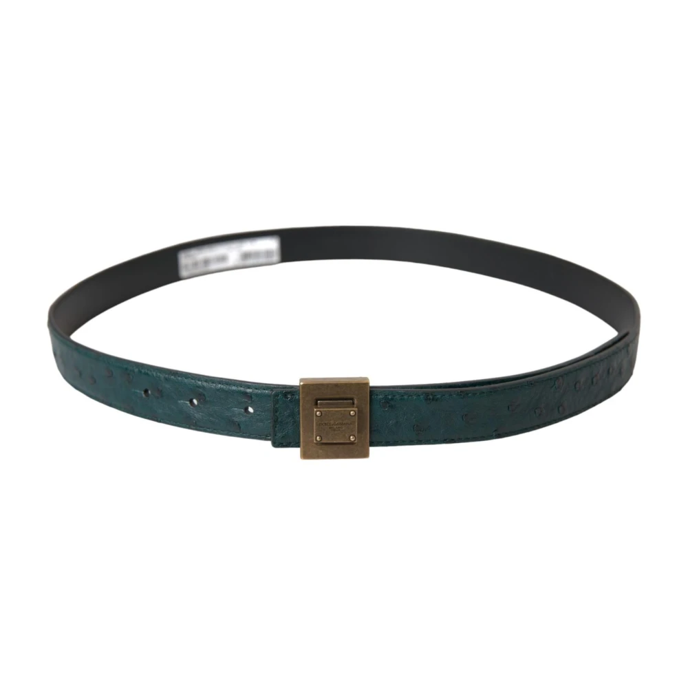 Dolce & Gabbana Donkergroene Leren Riem met Metalen Gesp Green Dames