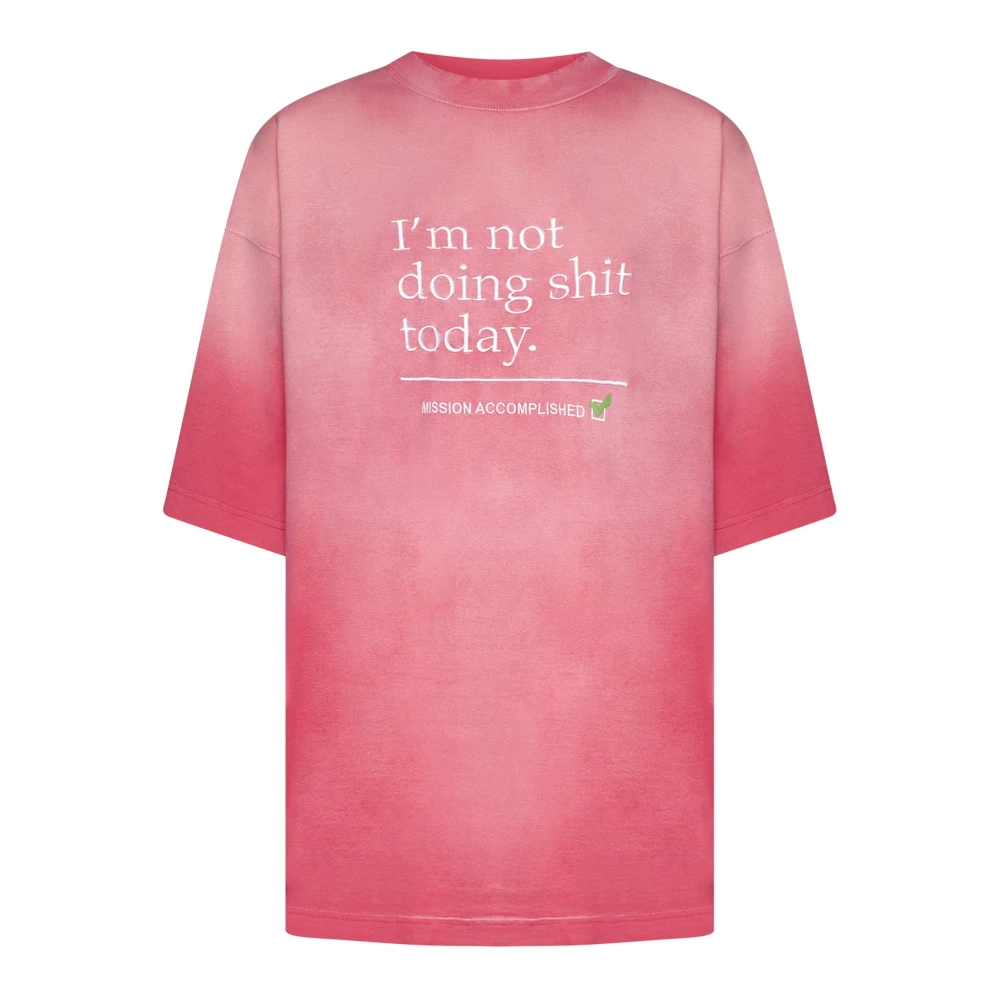 Vetements Ik doe vandaag geen reet Katoenen T-shirt Pink Dames