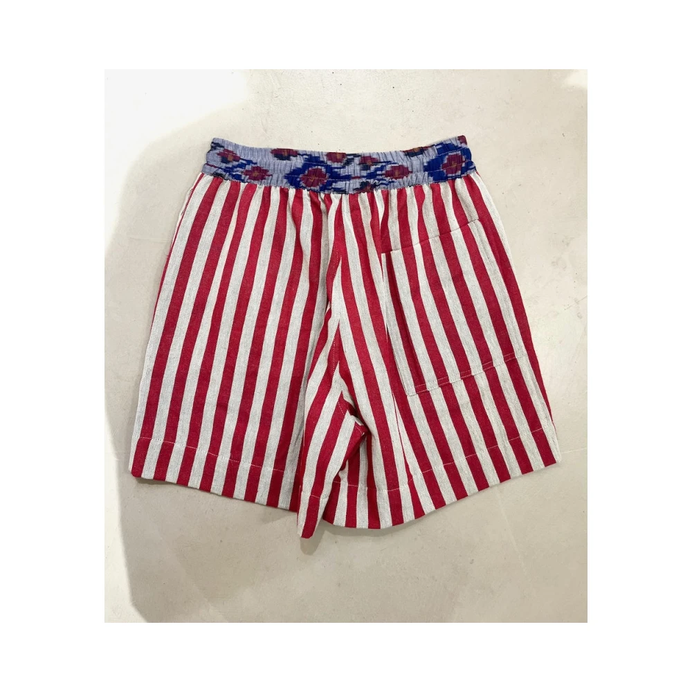 Claramonte Gestreepte katoenen shorts met elastische taille Red Heren