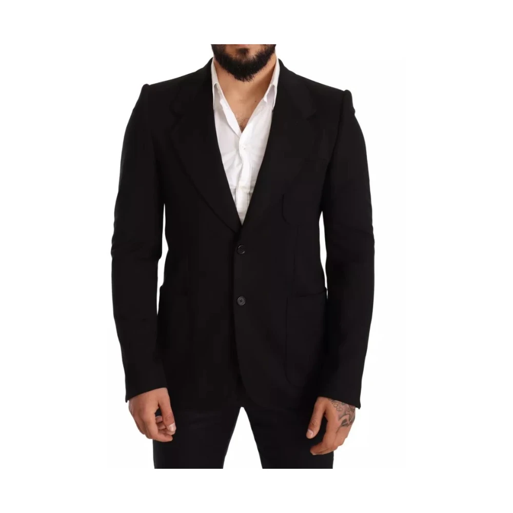 Dolce & Gabbana Men's Black Wool Slim Fit Blazer Jacket