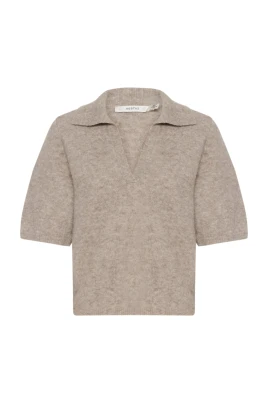 Mjuk Stickad Polo Pullover Varm