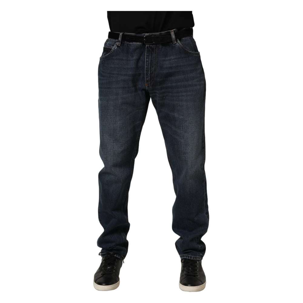 Dolce & Gabbana Men's Blue Midwaist Straight Denim Jeans - Straight Fit Jeans - M - Jeans