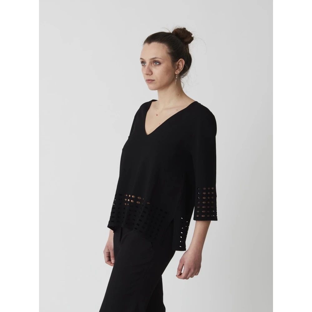 Kangra Gebreide Trui met Motieven Black Dames
