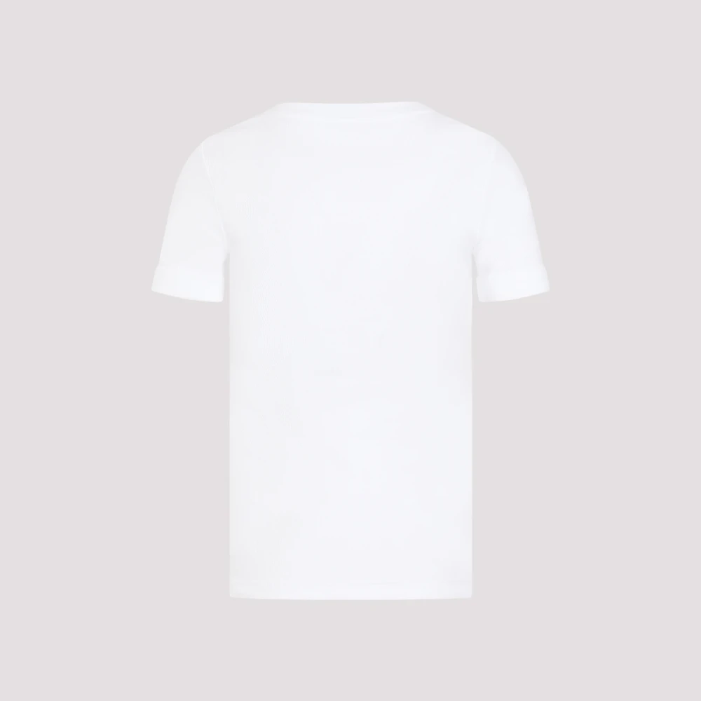 PESERICO Witte Geribbelde Katoenen T-shirt White Dames