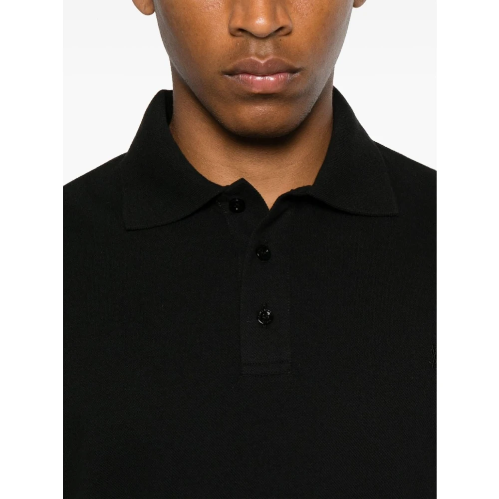 Saint Laurent Cassandre Piqué Polo Shirt Black Heren