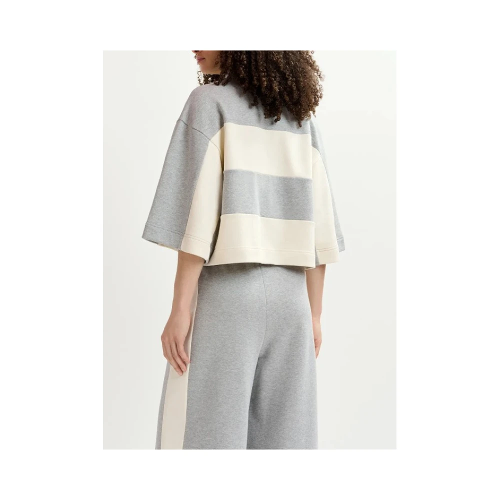 Essentiel Antwerp Wafel Sweatshirt met Brede Strepen Gray Dames