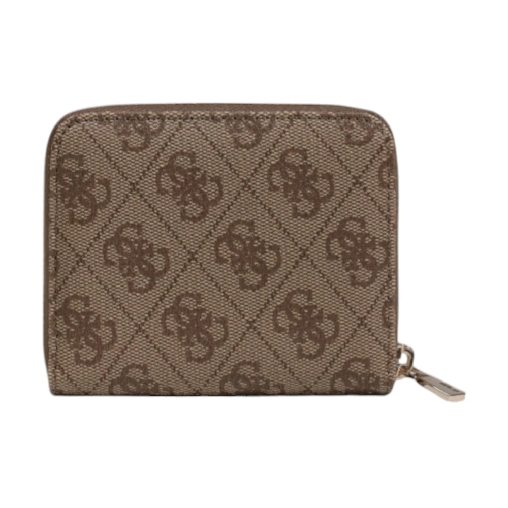 Guess Bruine Bedrukte Portemonnee met Ritssluiting Brown Dames