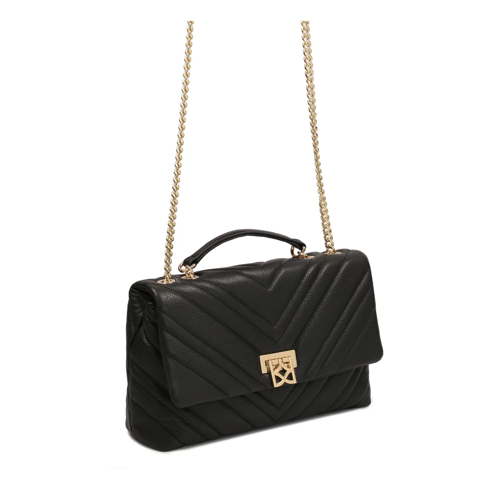 Kazar Klassieke zwarte schoudertas met een ketting Black Dames