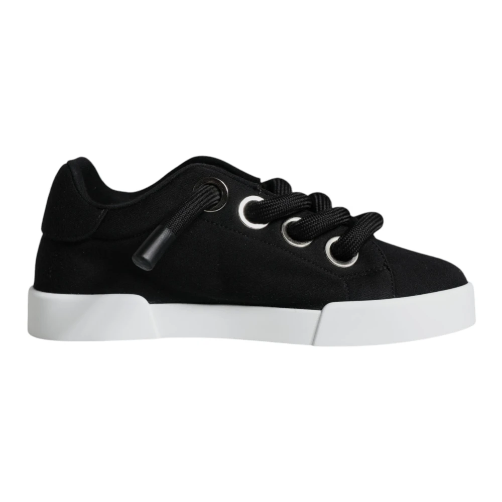 Dolce & Gabbana Femme Noir Chaussures, Taille: 37 Eu Baskets Basses Portofino Es