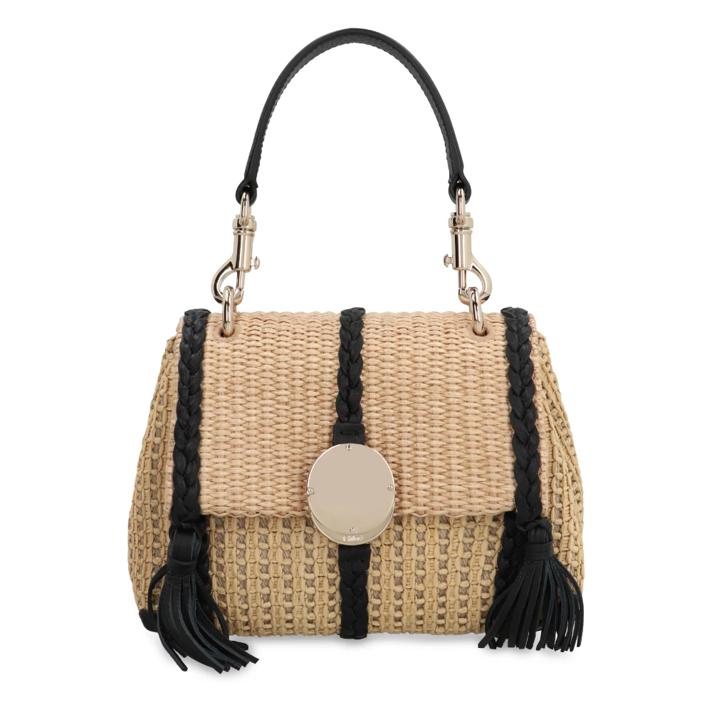Chloé Raffia Mini Handtas met Leren Details Beige Dames