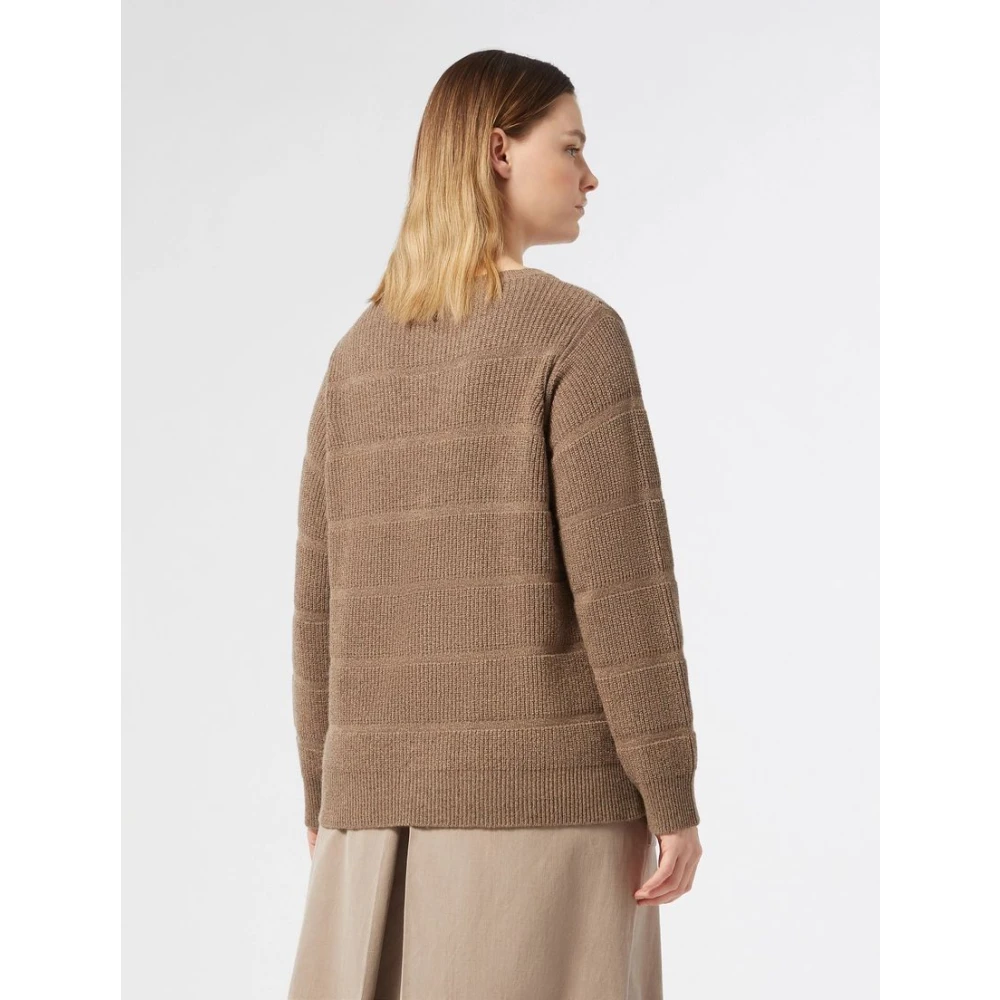 Marina Rinaldi Gestreepte Kasjmiertrui Gray Dames