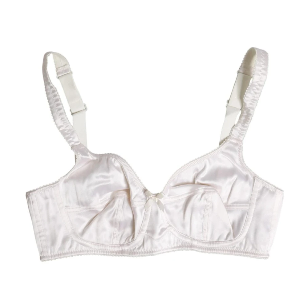 Dolce & Gabbana Donna Bianco - Reggiseno Balconcino In Seta Senza Ferretto Con Coppe Morbide - Underwear - S