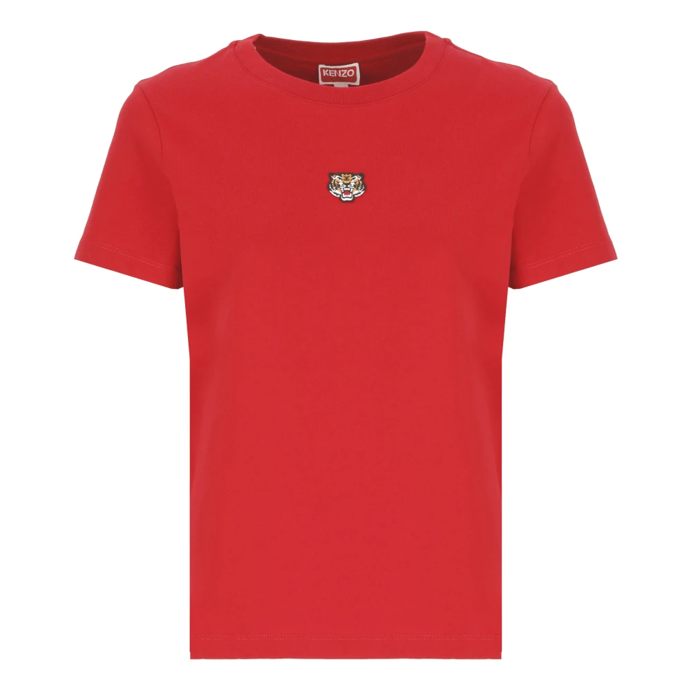 Kenzo Lucky Tiger Geborduurd T-shirt Red Dames