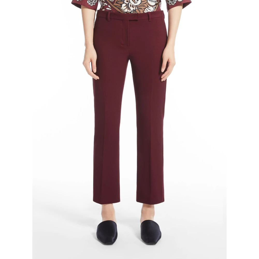 Max Mara Wijd uitlopende polyester broek Red Dames