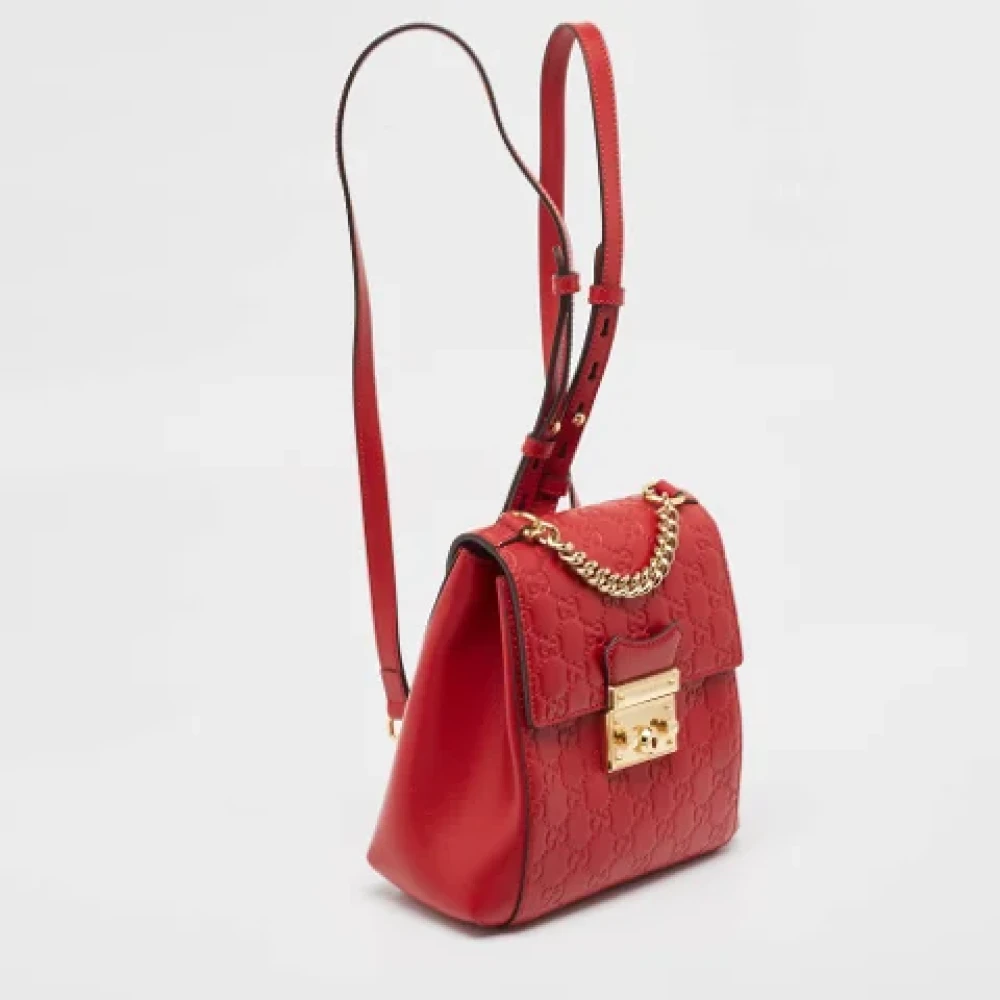 Gucci Vintage Pre-owned Leather backpacks Red Dames