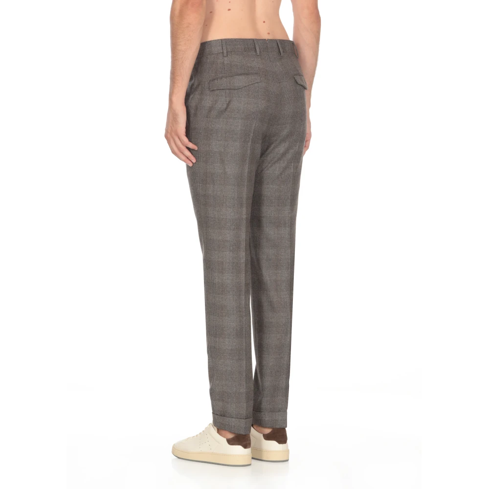 PT Torino Grijze wollen broek met patroon Gray Heren
