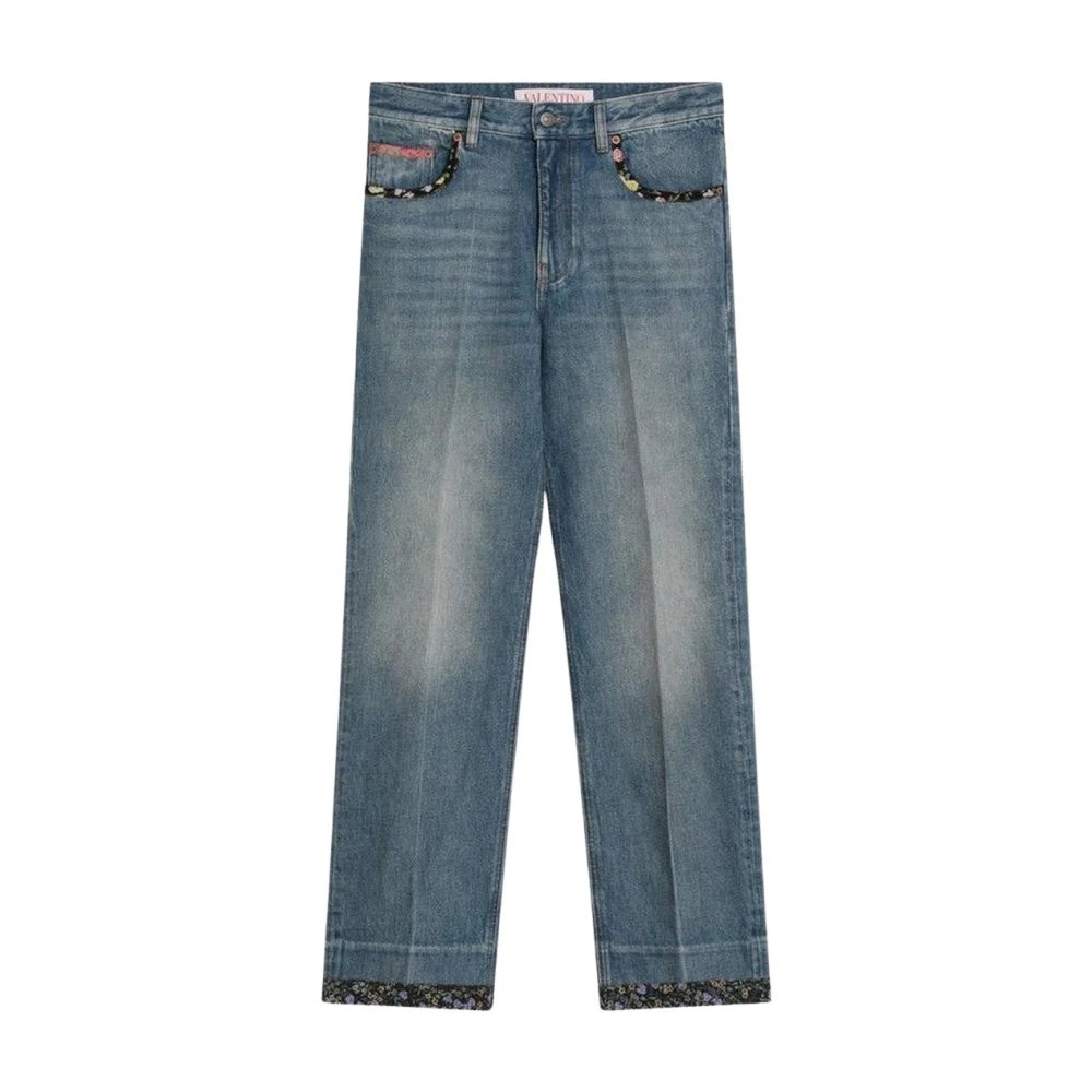 Valentino Garavani Women's Blue Embellished Pocket Denim Jeans - Straight Fit Jeans - W25 - Jeans