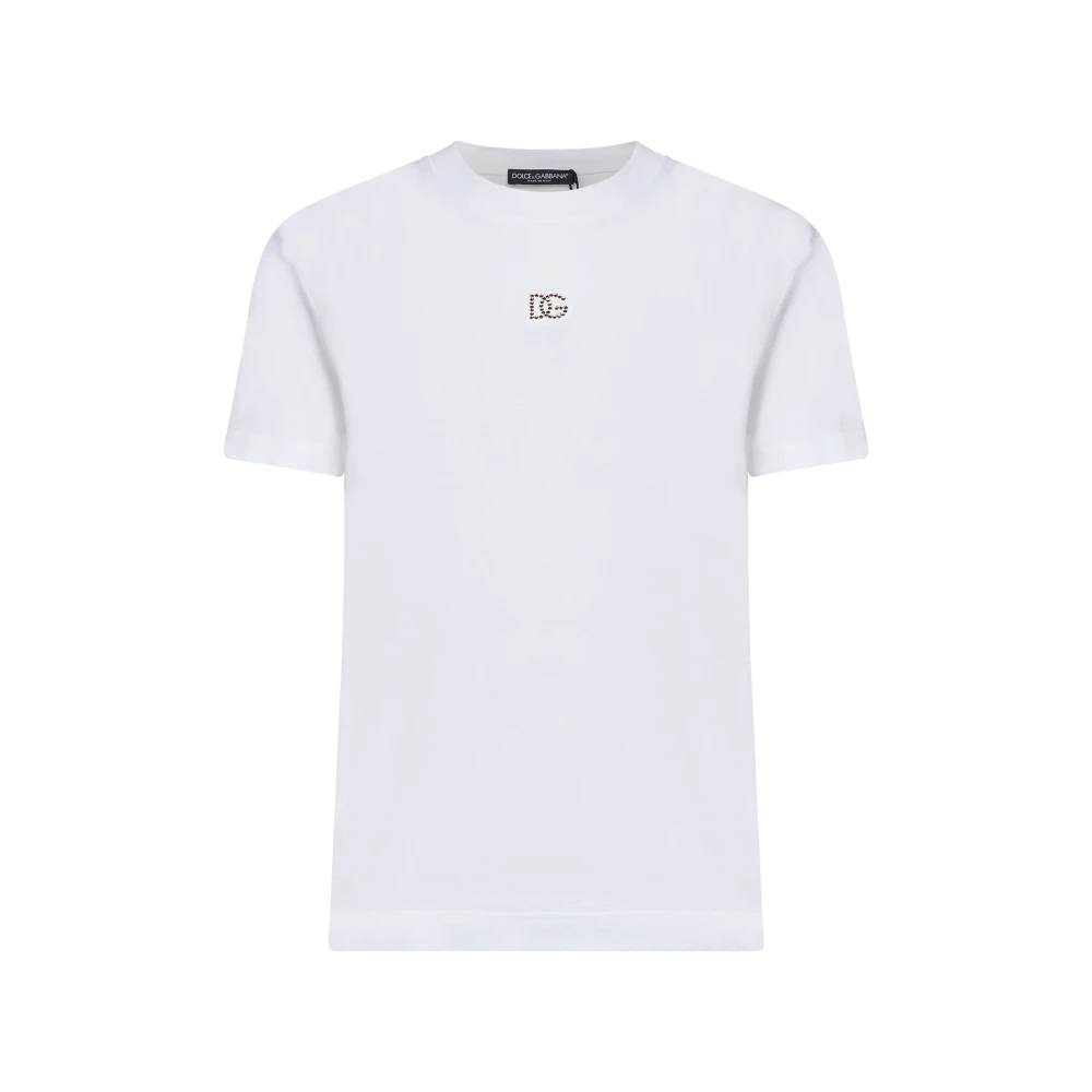 Dolce & Gabbana Women's White T-Shirts, M, Logo T-Shirt