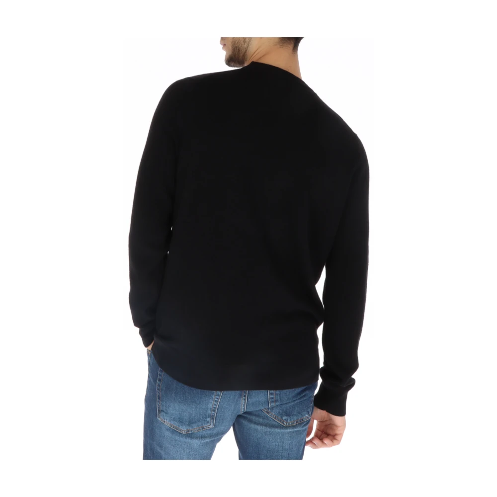 Lyle & Scott Zwarte Gebreide Ronde Hals Trui Black Heren