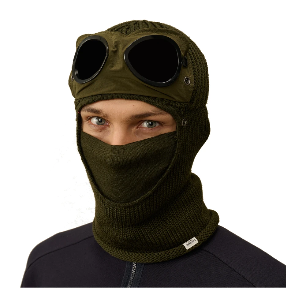 C.P. Company Merino Wol Balaclava Goggle Trui Green Heren