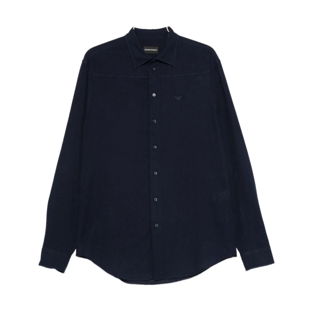 Emporio Armani Homme Bleu Chemises, Taille: S Chemise À Manches Longues Boutonnée