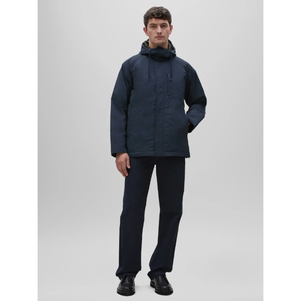 Aspesi Korte Marine Technische Taffeta Parka Blue Heren