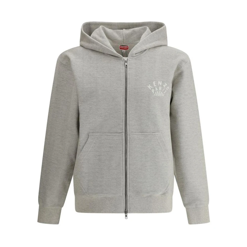 Kenzo Dragonfly Monogram Rits Hoodie Stijlvol Ontwerp Gray Heren