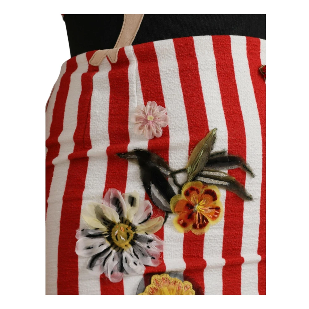 Dolce & Gabbana Rode Bloemen Sheath Midi Jurk Multicolor Dames