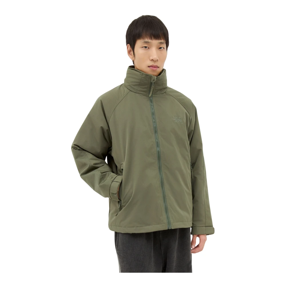 Stüssy Green Embroidered Military Parka Jacket - Male - Light Jackets - 2XL - Jackets