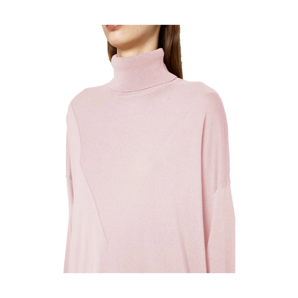Alpha Studio Zijde Kasjmier Intarsia Coltrui Trui Pink Dames