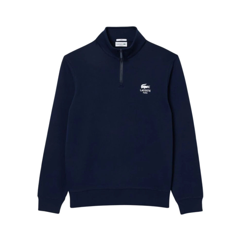 Lacoste Hoge hals rits trui Blue Heren