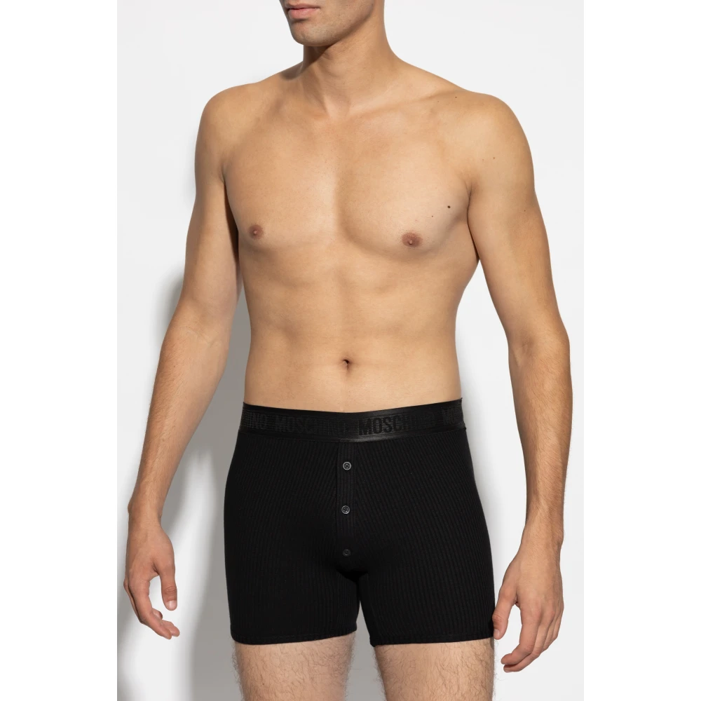 Moschino Ribbed Boxers Black Heren