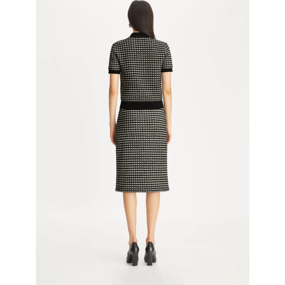 TORY BURCH Zwarte Bouclé Rok met Geribbelde Tailleband Black Dames