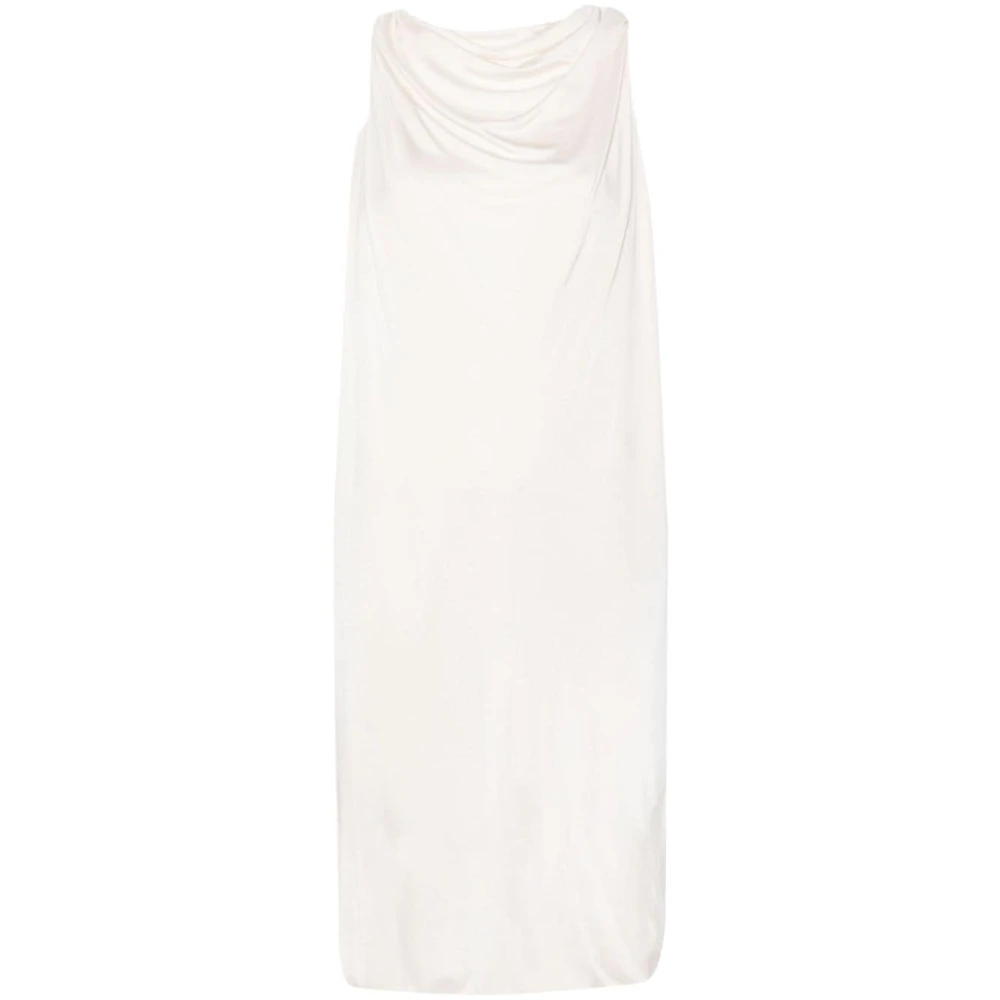 Lanvin Vit Satin Draperad Klänning White, Dam