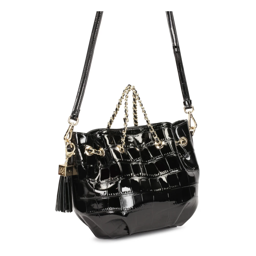 Kazar Zwarte leren tas met afneembare sleutelhanger Black Dames