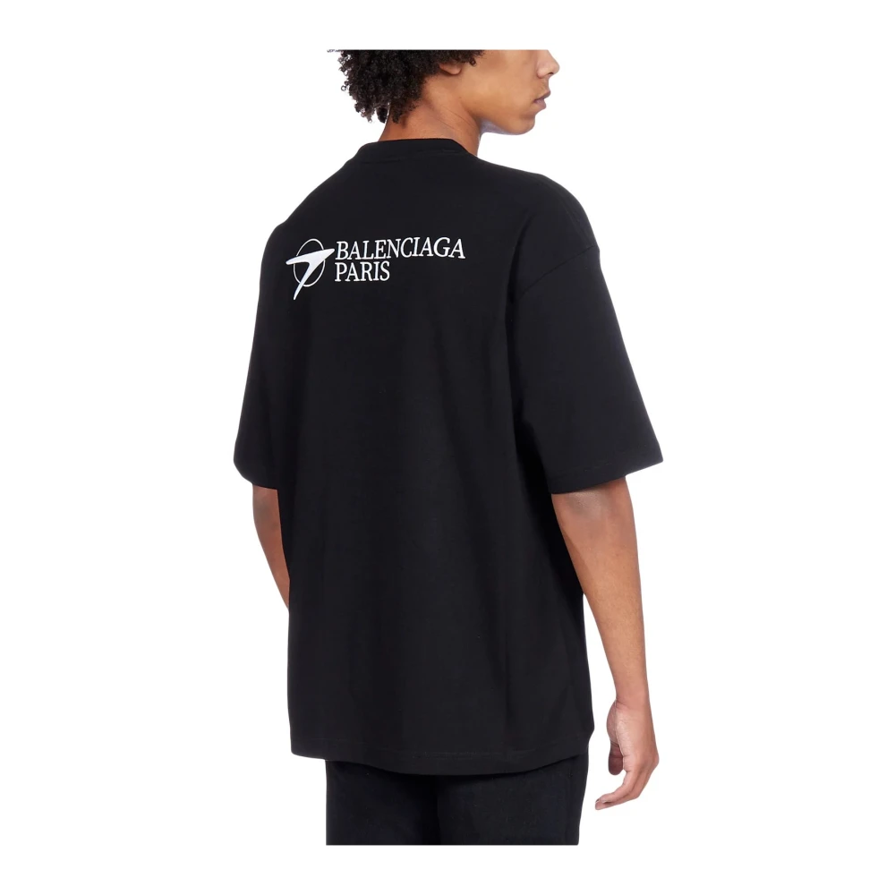 Balenciaga Zwart T-Shirt met Geborduurd Logo Black Heren