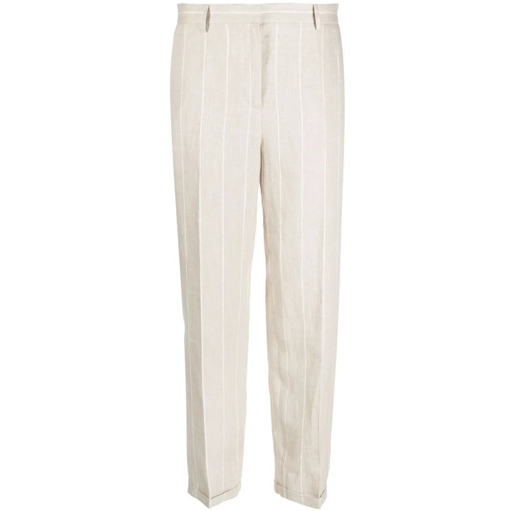 Antonelli Firenze Gestreepte linnen broek Beige Dames