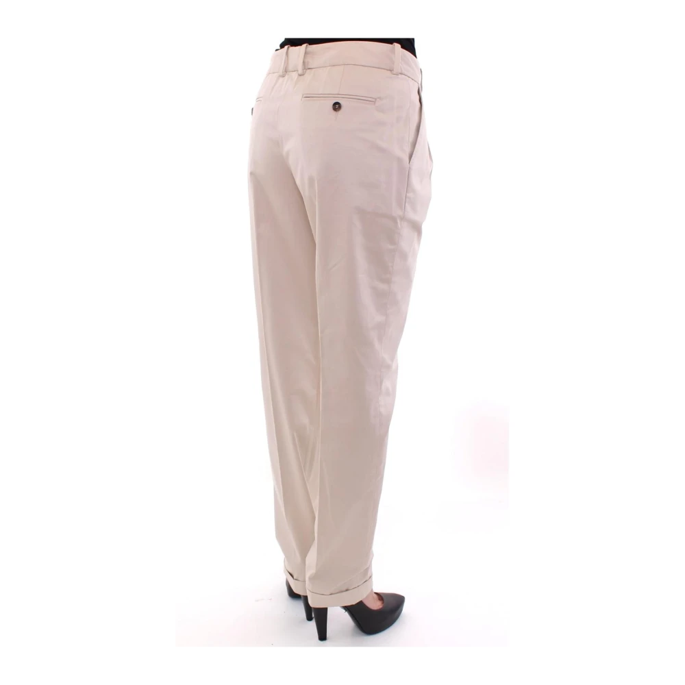 Dolce & Gabbana Beige Katoenen Geplooide Broek Stijlvol Beige Dames