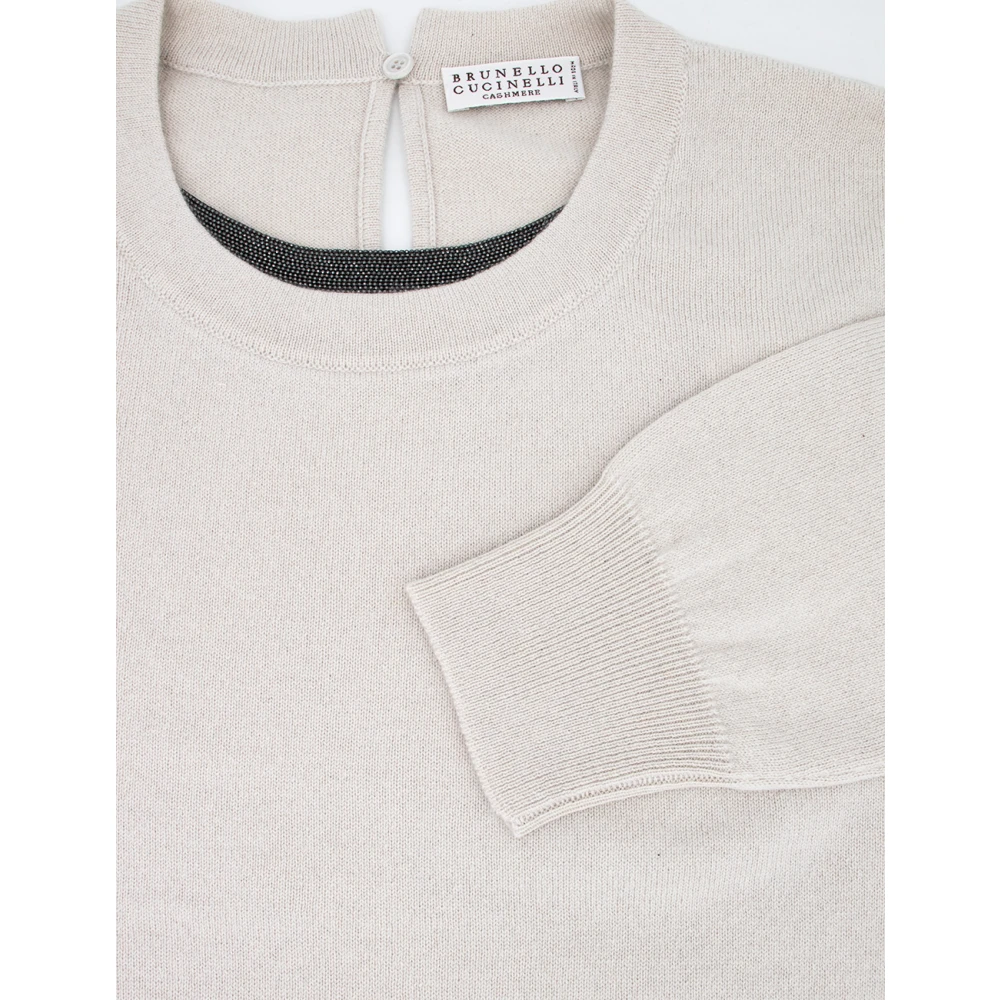 BRUNELLO CUCINELLI Elegant Monile Detail Sweater Beige Dames