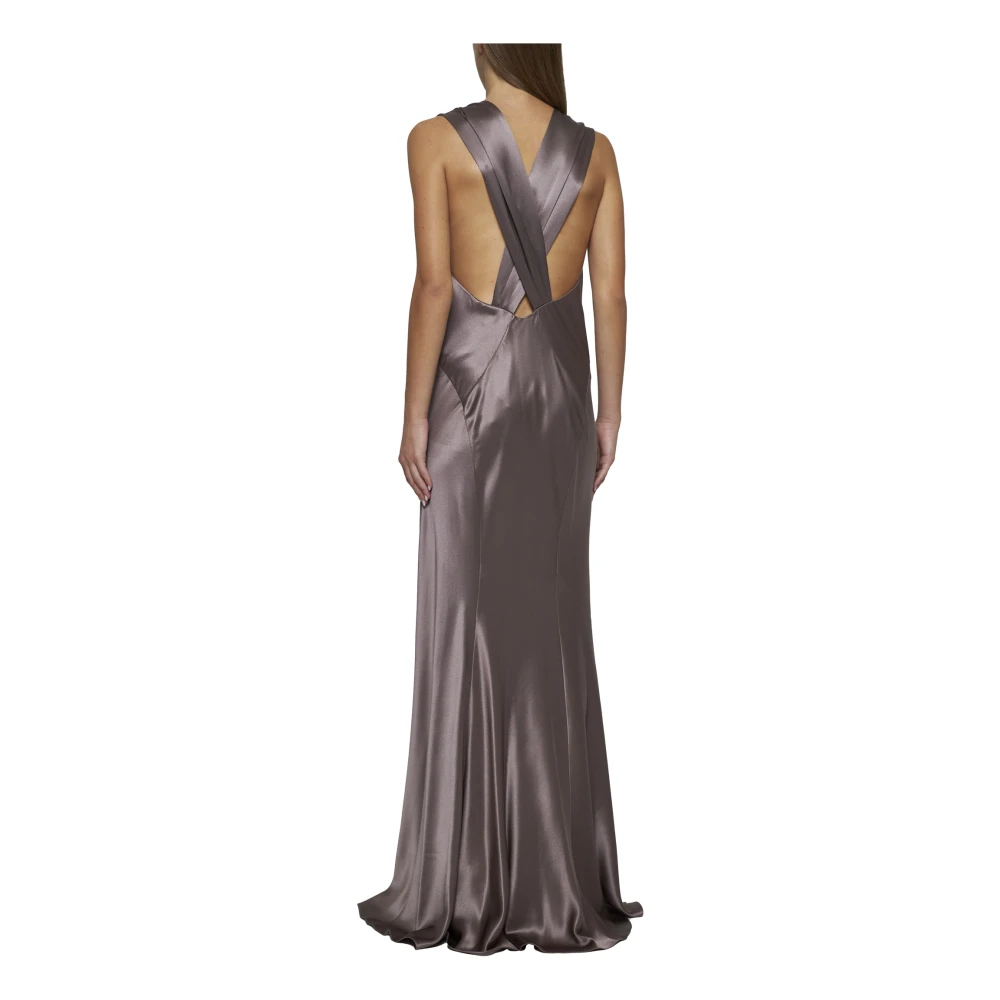 Saint Laurent Taupe Rose Zijden Satijnen Avondjurk Brown Dames