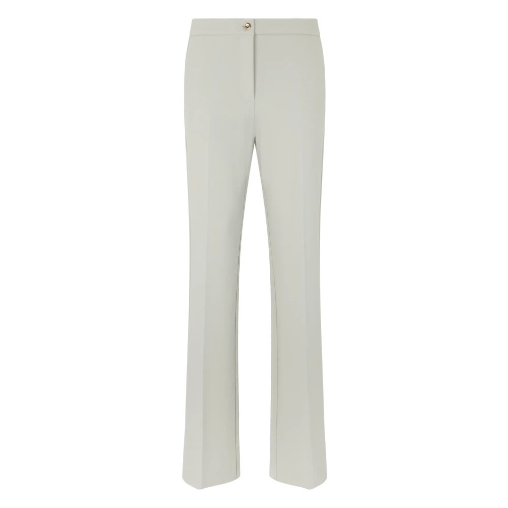 Pinko Women's Gray Viscose Trousers With Buttons - Wide Trousers - M - Trousers