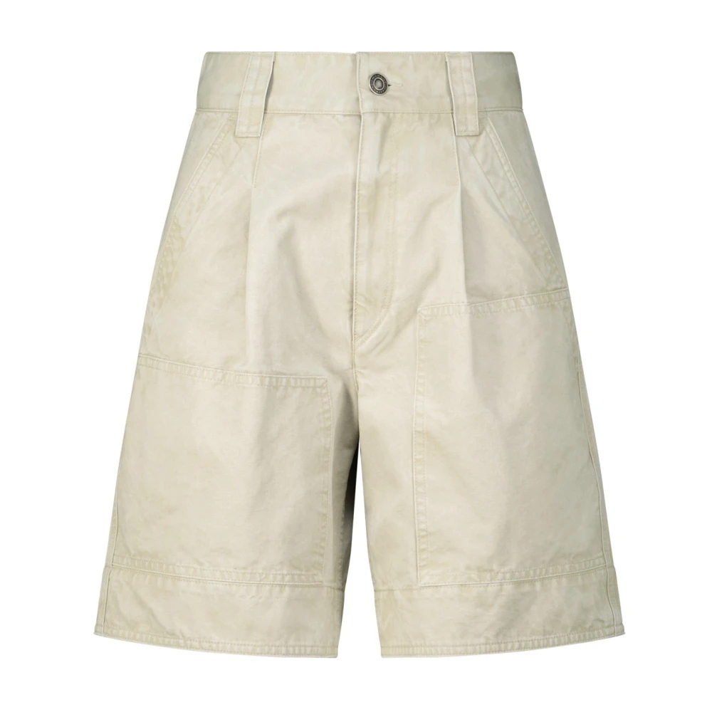 Isabel marant Hoge taille katoenen shorts met stijlvolle details Beige Dames